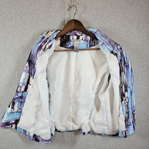 Alberto Makali Vintage Open Blazer Cuff Sleeve Abstract Artsy Funky Multicolor L - Picture 5 of 12